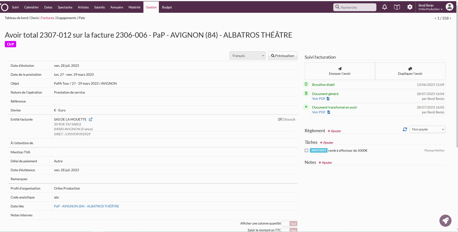 saisie règlement avoirs